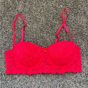 Neon pink Lace Longline Balconette Bra - Women Intimates